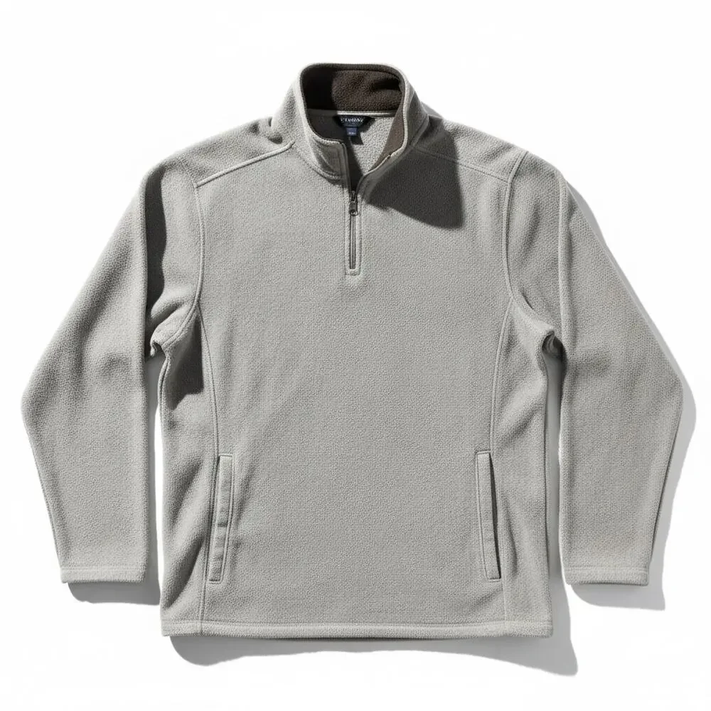 St. John's Bay Fleece Pullover Mens L Gray‎ 1/4 Zip Mock Neck Sweater